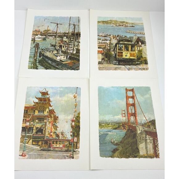 NOS Lot of 4 Vintage Prints of San Fran Sketches 11 x 14 by Don Davey 1968 EN215 - Picture 8 of 8